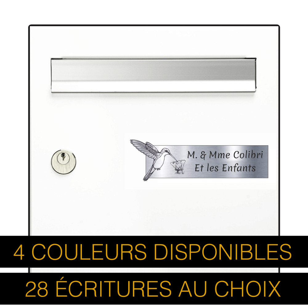 Plaque Boîte aux Lettres Colibri & Fleur 3D – Gravure Personnalisée