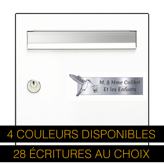 Plaque Boîte aux Lettres Colibri & Fleur 3D – Gravure Personnalisée