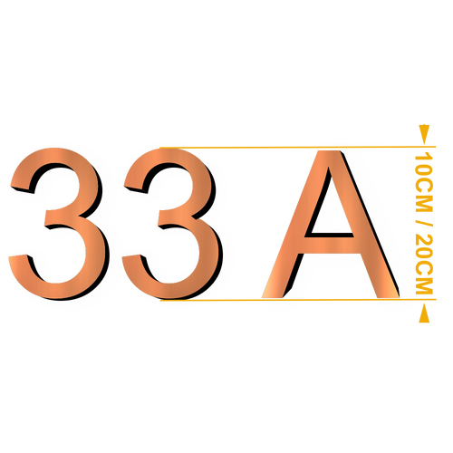 Chiffre & Lettre ARIAL 3,2mm adhésif CUIVRE 10cm ou 20cm