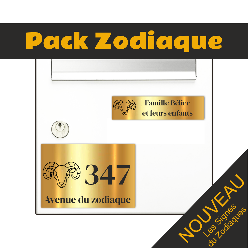Plaque Boite aux Lettres et Numéro de Rue Signes du Zodiaque
