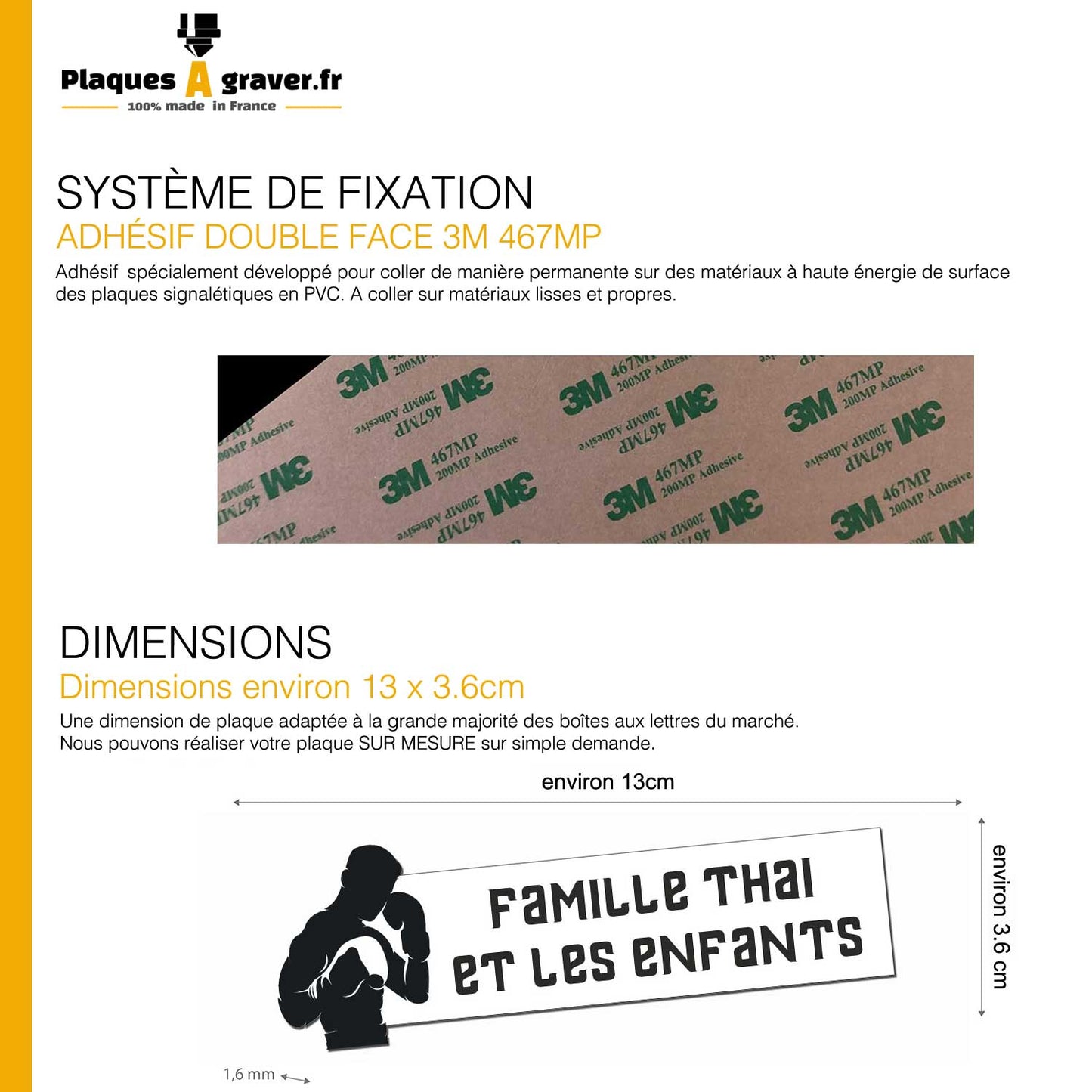 Plaque Boîte aux Lettres Adhésive – Boxeur 3D