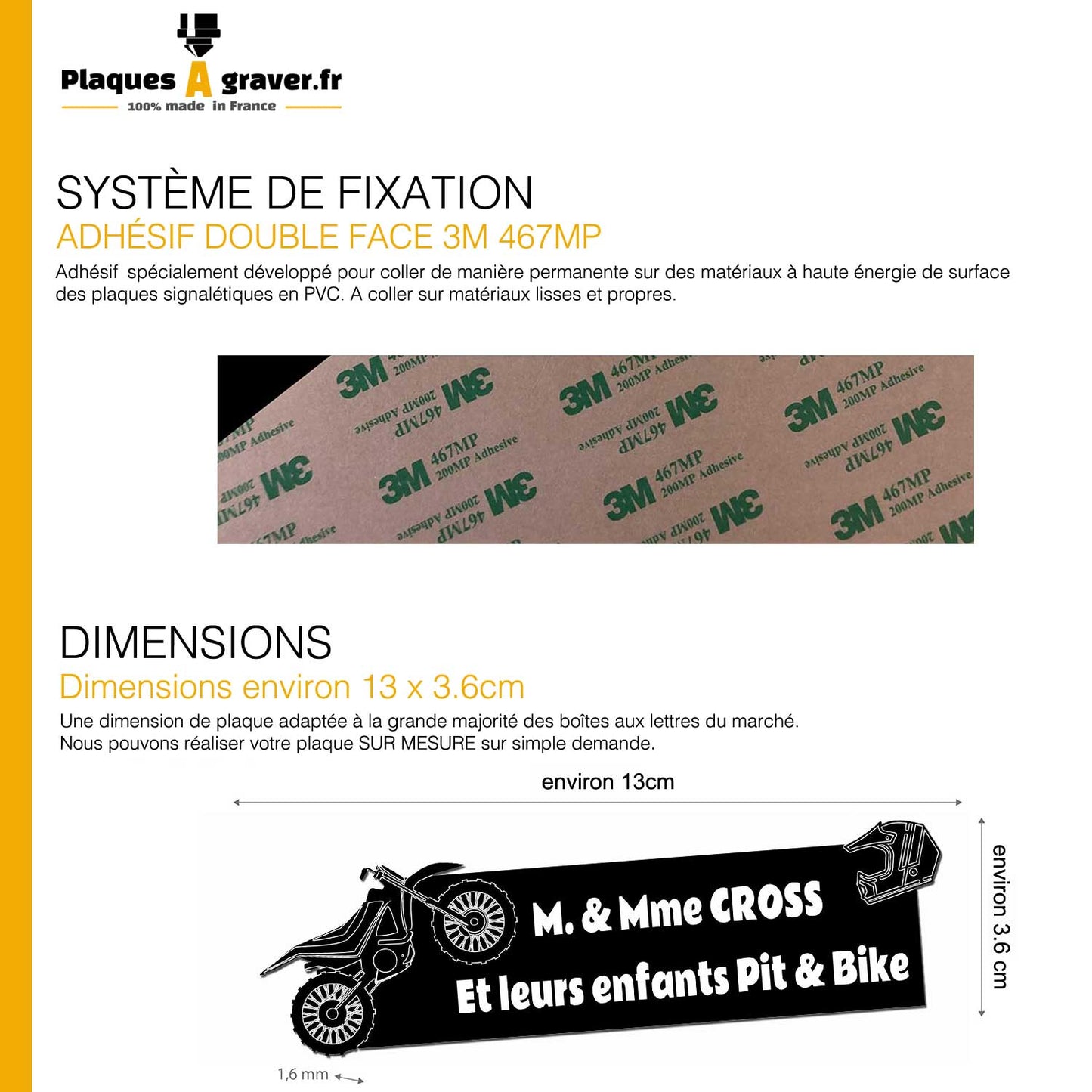 Plaque Boîte aux Lettres Adhésive – Motocross 3D