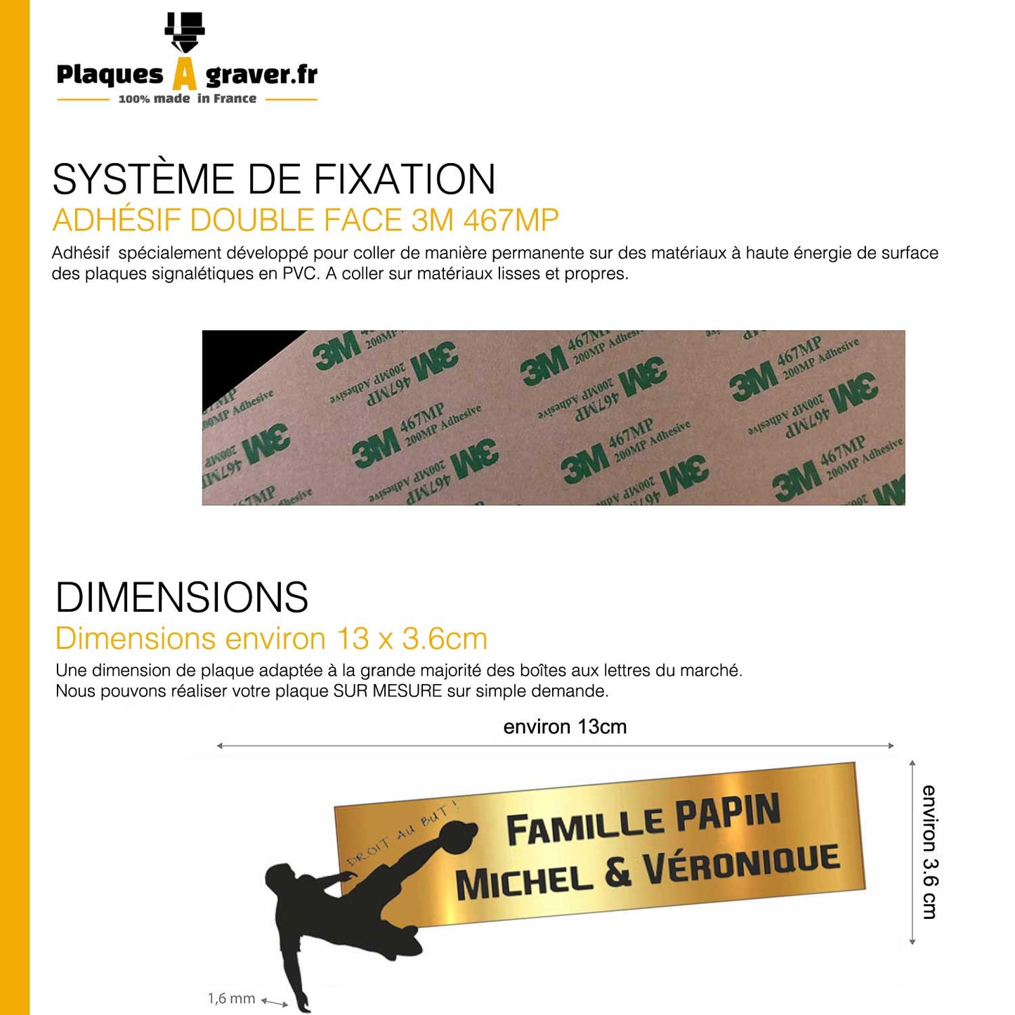 Engraving Original Letterbox Plate Football Marseille 3D