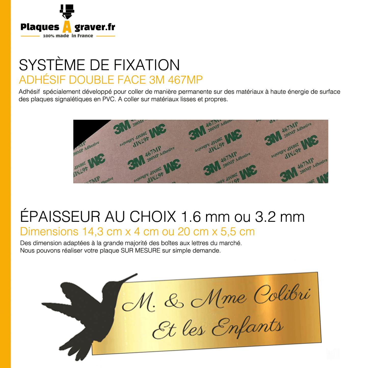 Plaque Boîte aux Lettres Adhésive – Colibri 3D