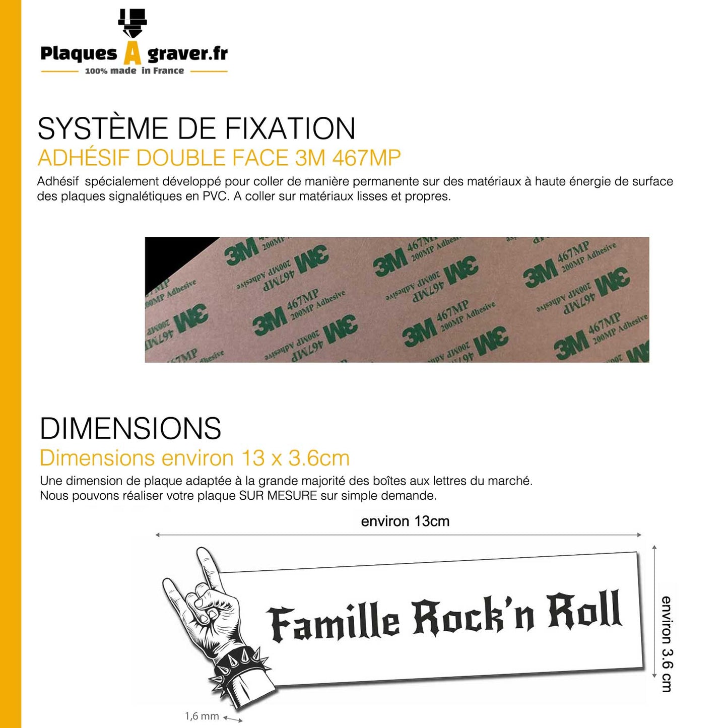 Plaque Boîte aux Lettres Adhésive – Rock 3D