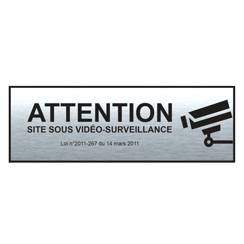 Plaque Vidéo Surveillance Adhésive Acier 200x66mm