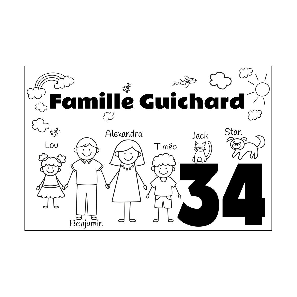 Customizable FAMILY House plaque 16 colors 10x15cm