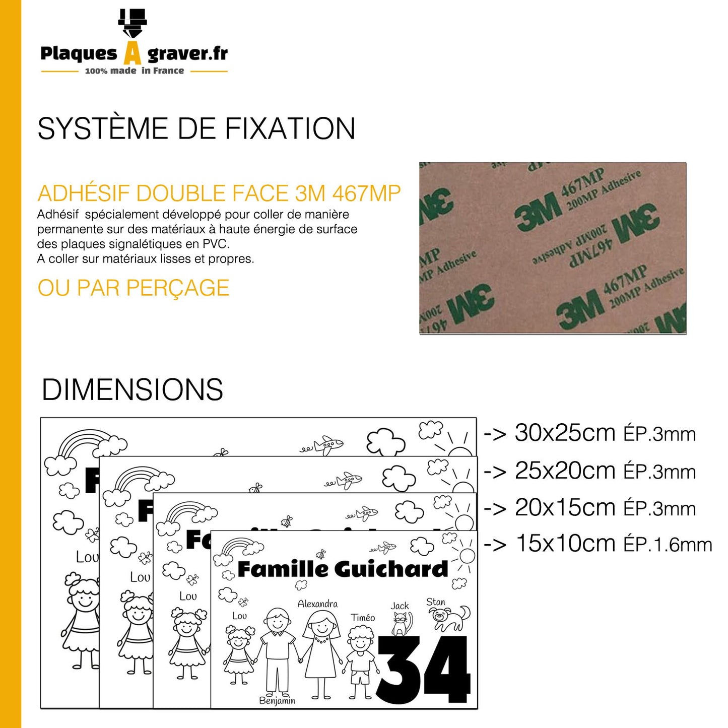 Customizable FAMILY House plaque 16 colors 10x15cm