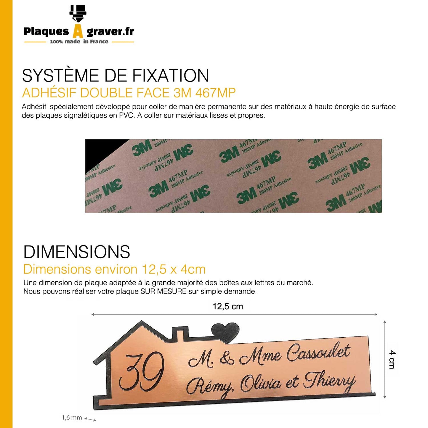 Plaque Boîte aux Lettres Adhésive – Maison 3D avec Numéro