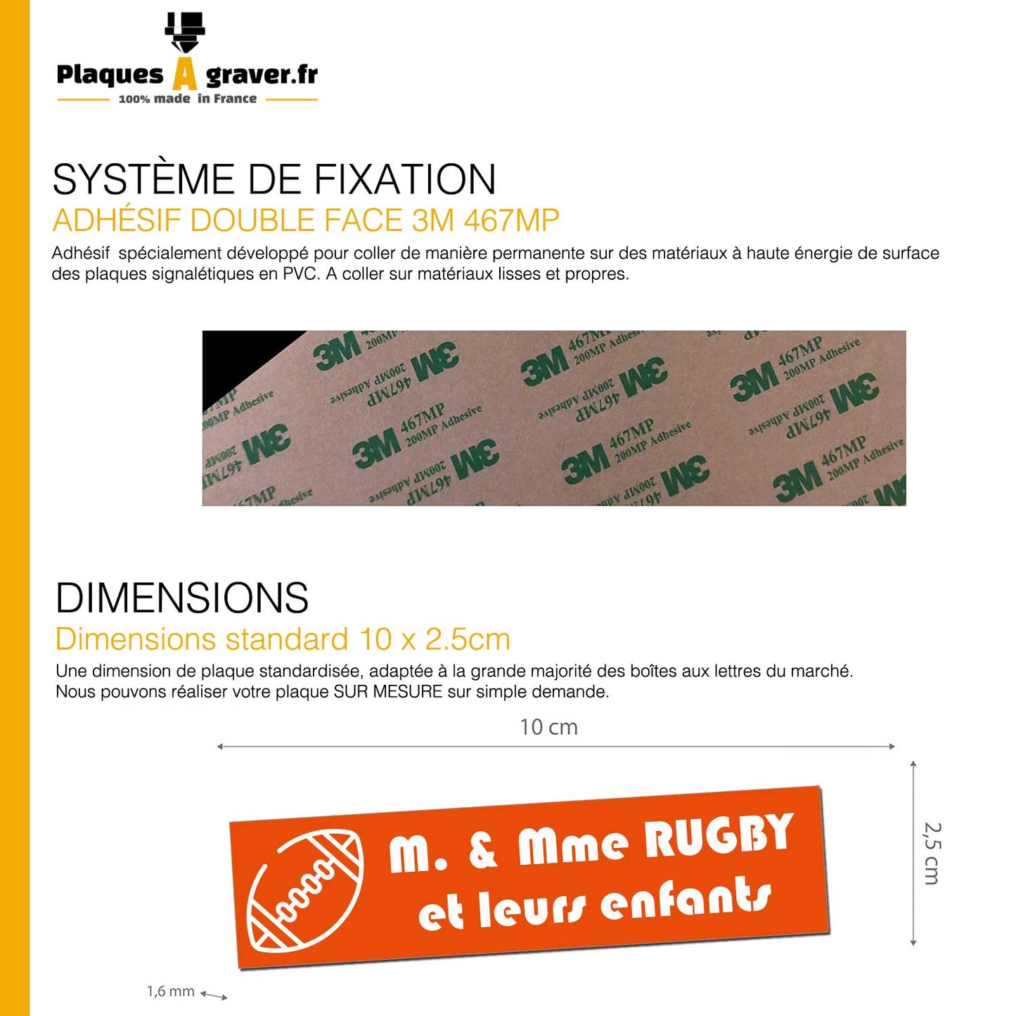 Plaque Boite aux Lettres Ballon de Rugby