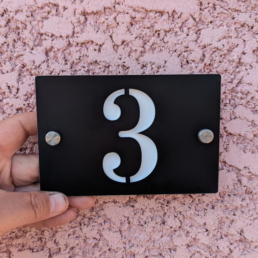 Premium S1 Mini Personalized Street Sign and House Number White Black Background