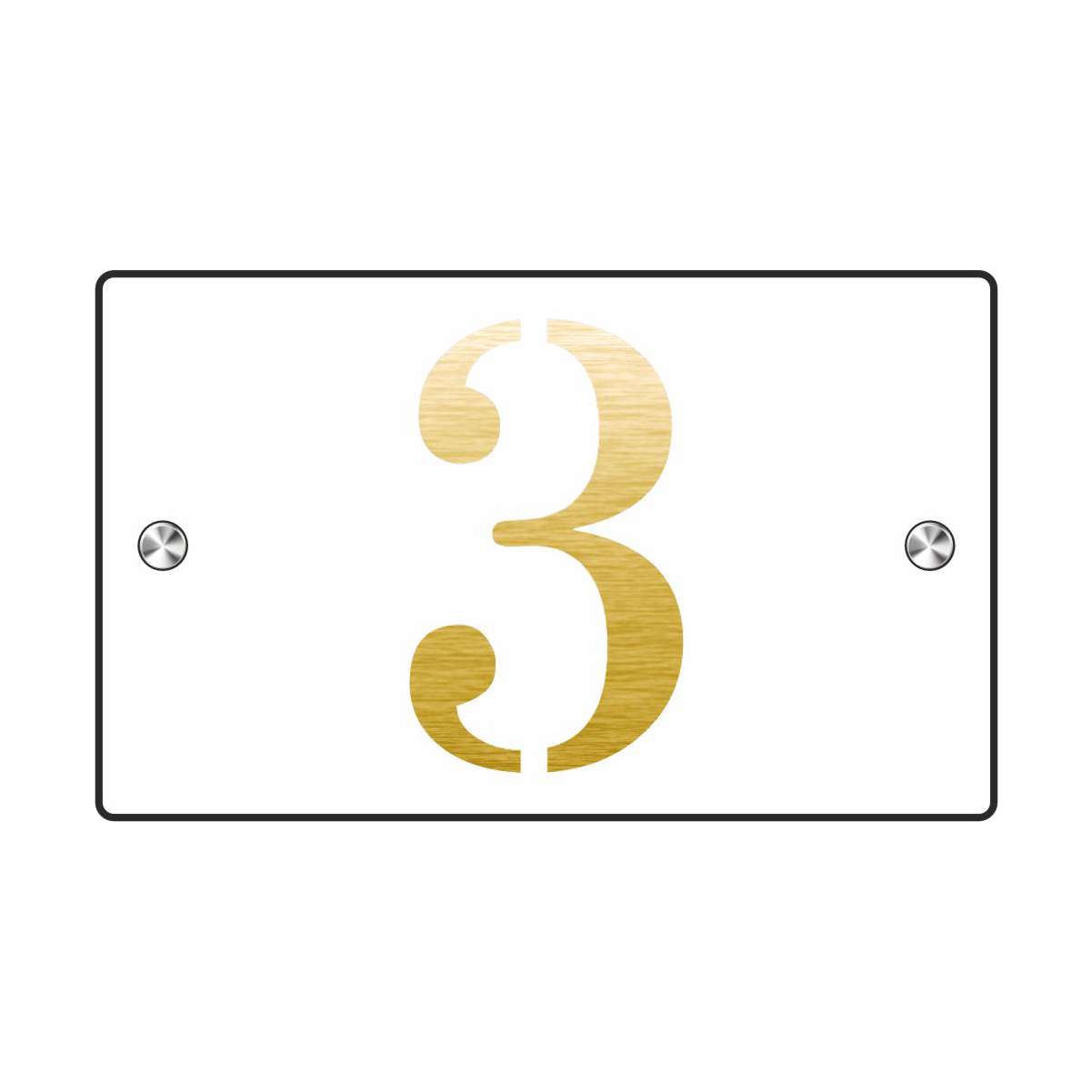 Plaque de Rue et Numéro de Maison Personnalisé Premium S1 Mini Blanc Fond Or