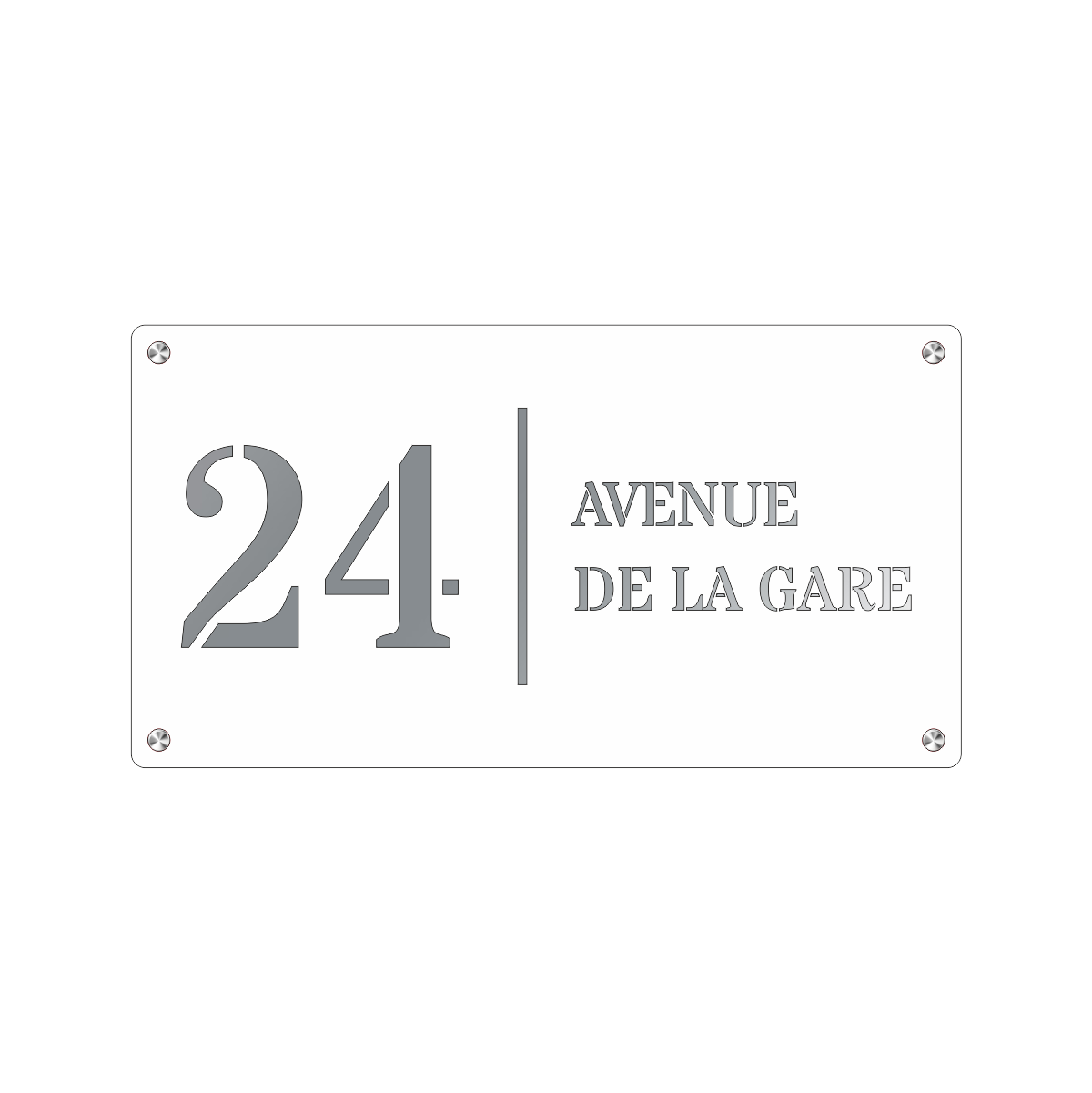 Numéro de Rue Moderne Premium S2 – Blanc sur Acier – À Fixer