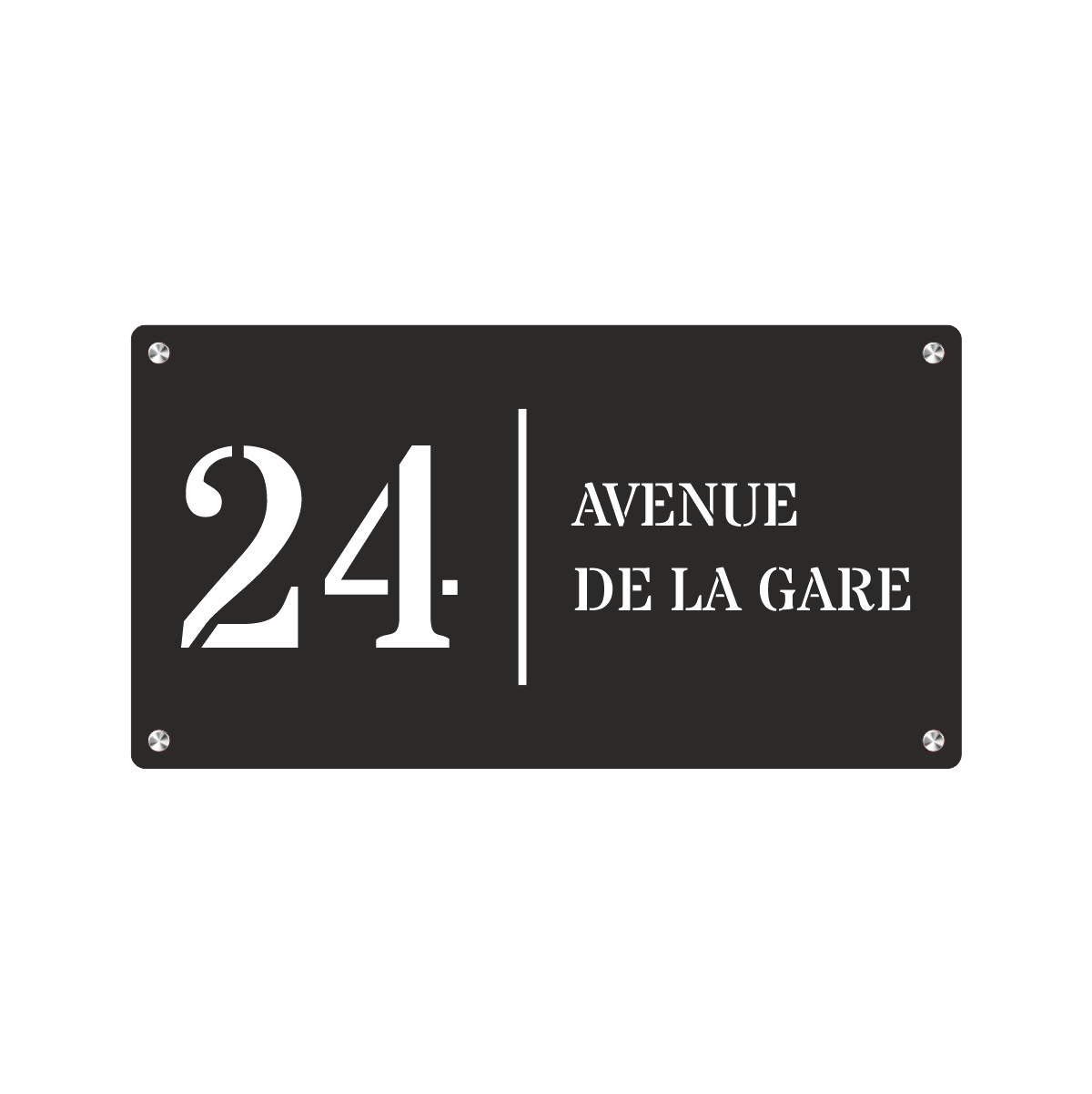 Plaque Numéro de Maison Premium S2 – Noir sur Fond Blanc