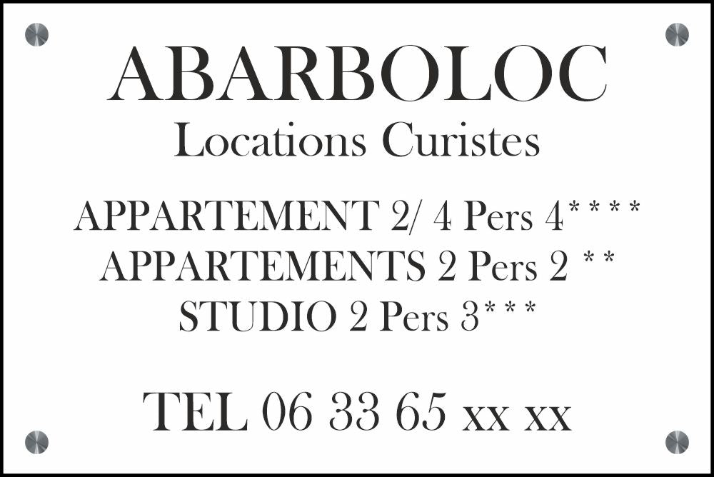 Plaque Professionnelle 300x200mm PVC 4mm Gravure & LOGO Noir + entretoises inox