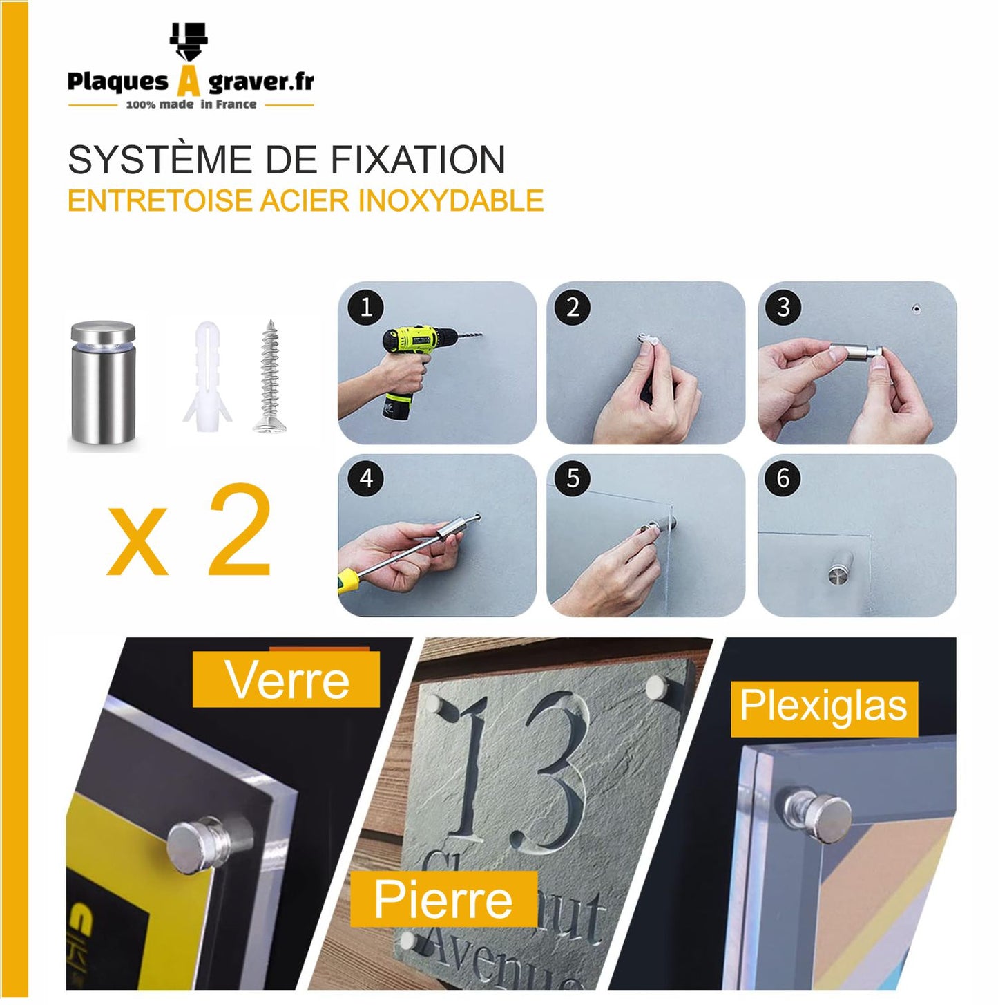 Plaque Numéro de Maison Premium S1 Mini – Blanc sur Fond Or