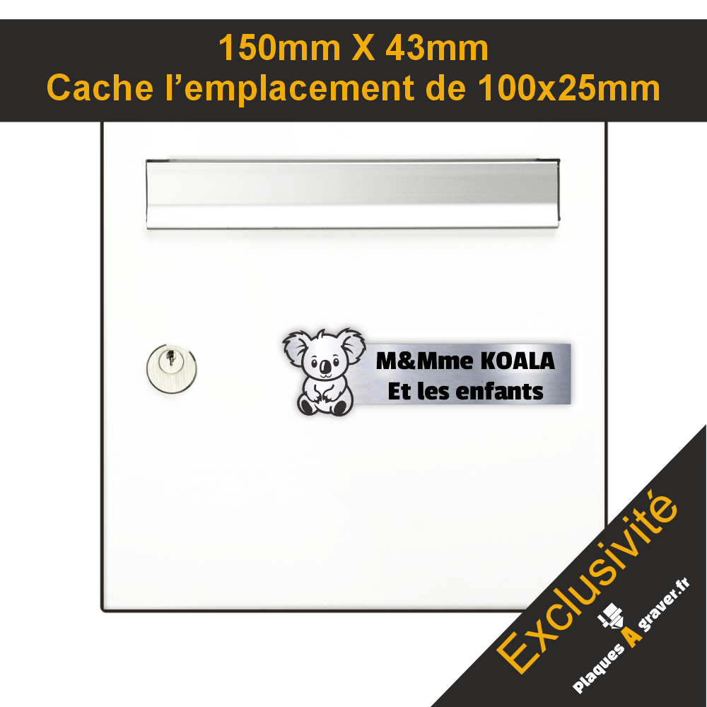 KOALA 3D PVC Brushed Steel Mailbox Plate