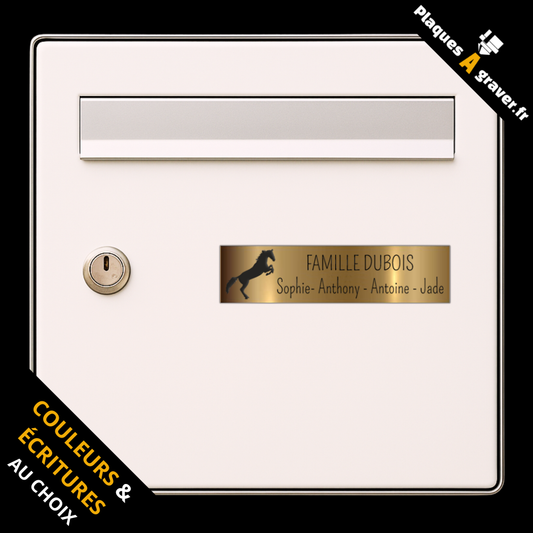 Plaque de boîte aux lettres personnalisée avec logo cheval – gravure au laser Plaques à Graver