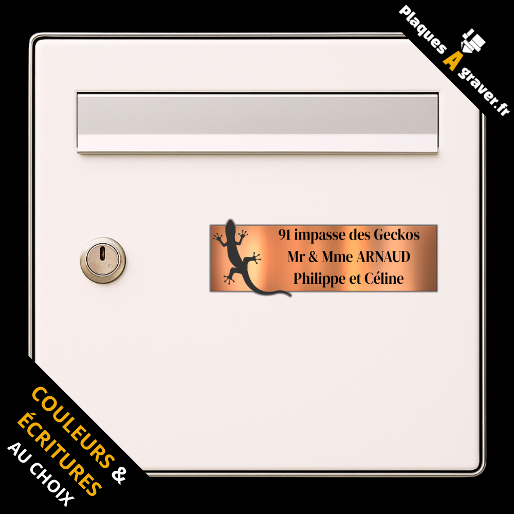 Plaque de boîte aux lettres personnalisée avec logo gecko – gravure au laser Plaques à Graver