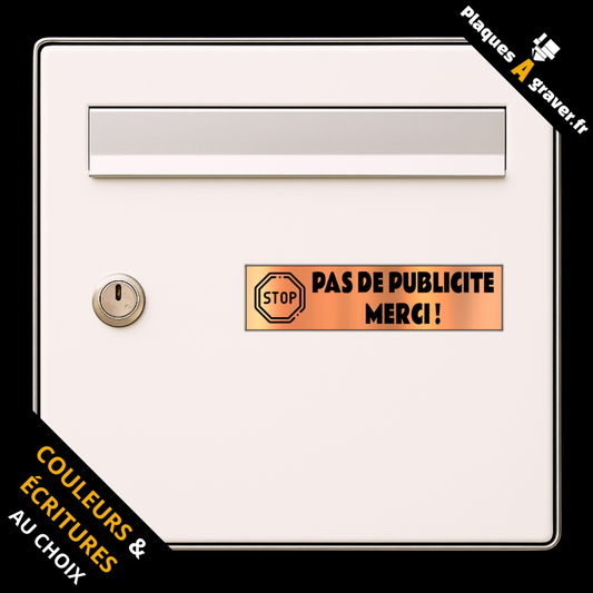 Plaque de boîte aux lettres Pas de Publicité Merci – signalétique adhésive gravée Plaques à Graver