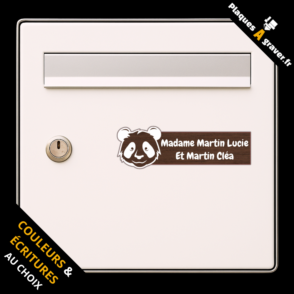 Plaque de boîte aux lettres personnalisée avec tête de panda découpée – gravure au laser Plaques à Graver