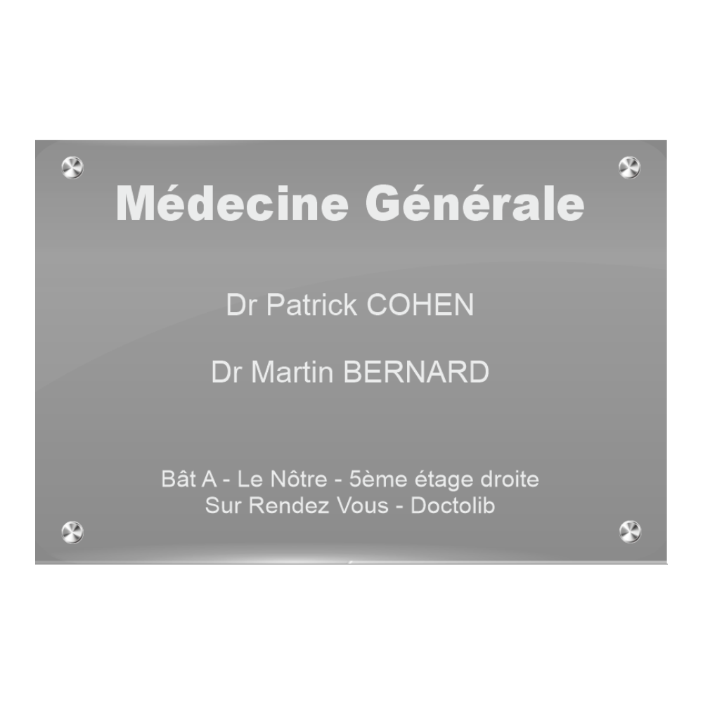 Plaque Professionnelle Plexiglass Grand Format – Gravure Arrière