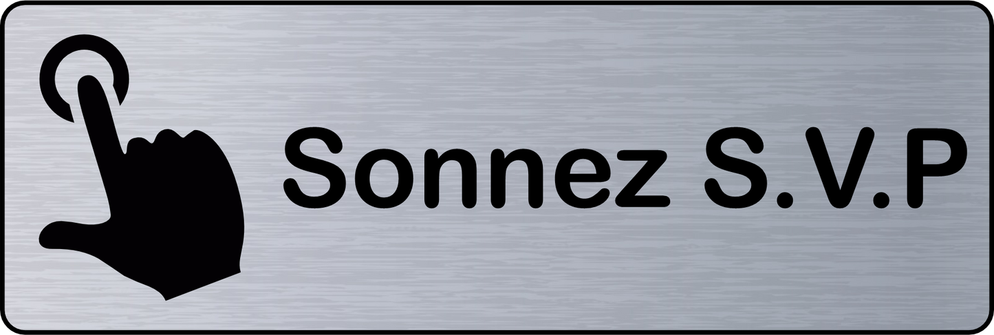 Panneau de Porte Sonnez SVP – Adhésif Effet Acier Brossé 150x50