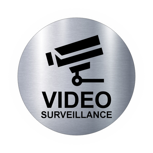 Plaque Ronde Vidéo Surveillance Ø60 mm Acier – Caméra Gravée et Adhésive