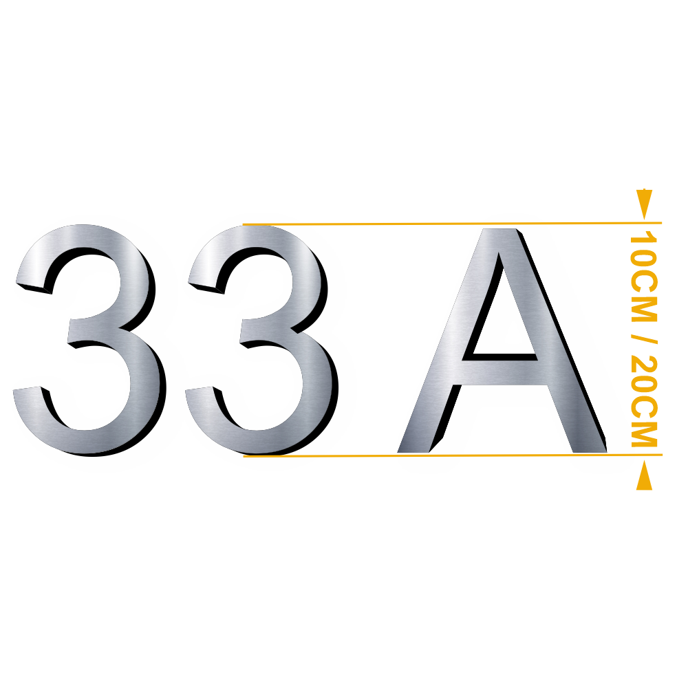 Chiffre & Lettre ARIAL 3,2mm adhésif Acier 10cm ou 20cm
