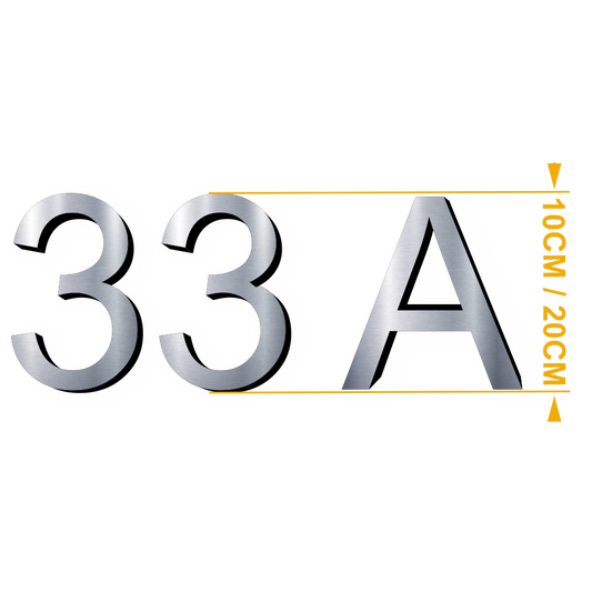 Chiffre & Lettre ARIAL 3,2mm adhésif Acier 10cm ou 20cm