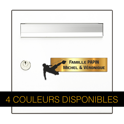 Plaque Boîte aux Lettres Footballeur “Droit au But” – Gravure Personnalisée