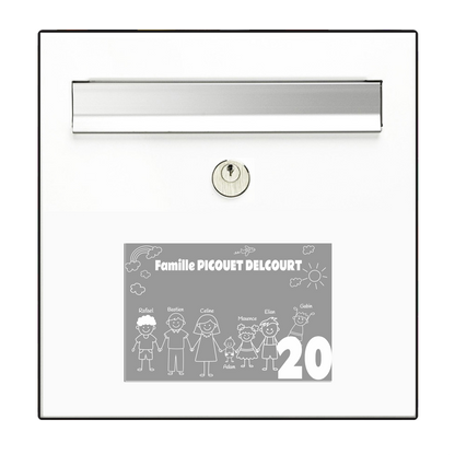 Plaque Boite aux Lettres Famille Grise Gravure Blanche