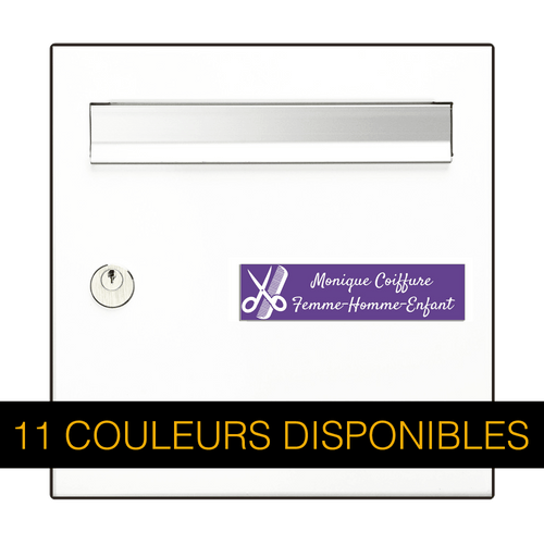 Plaque Boîte aux Lettres Ciseaux de Coiffeur 10x2,5 cm – Gravée et Personnalisée