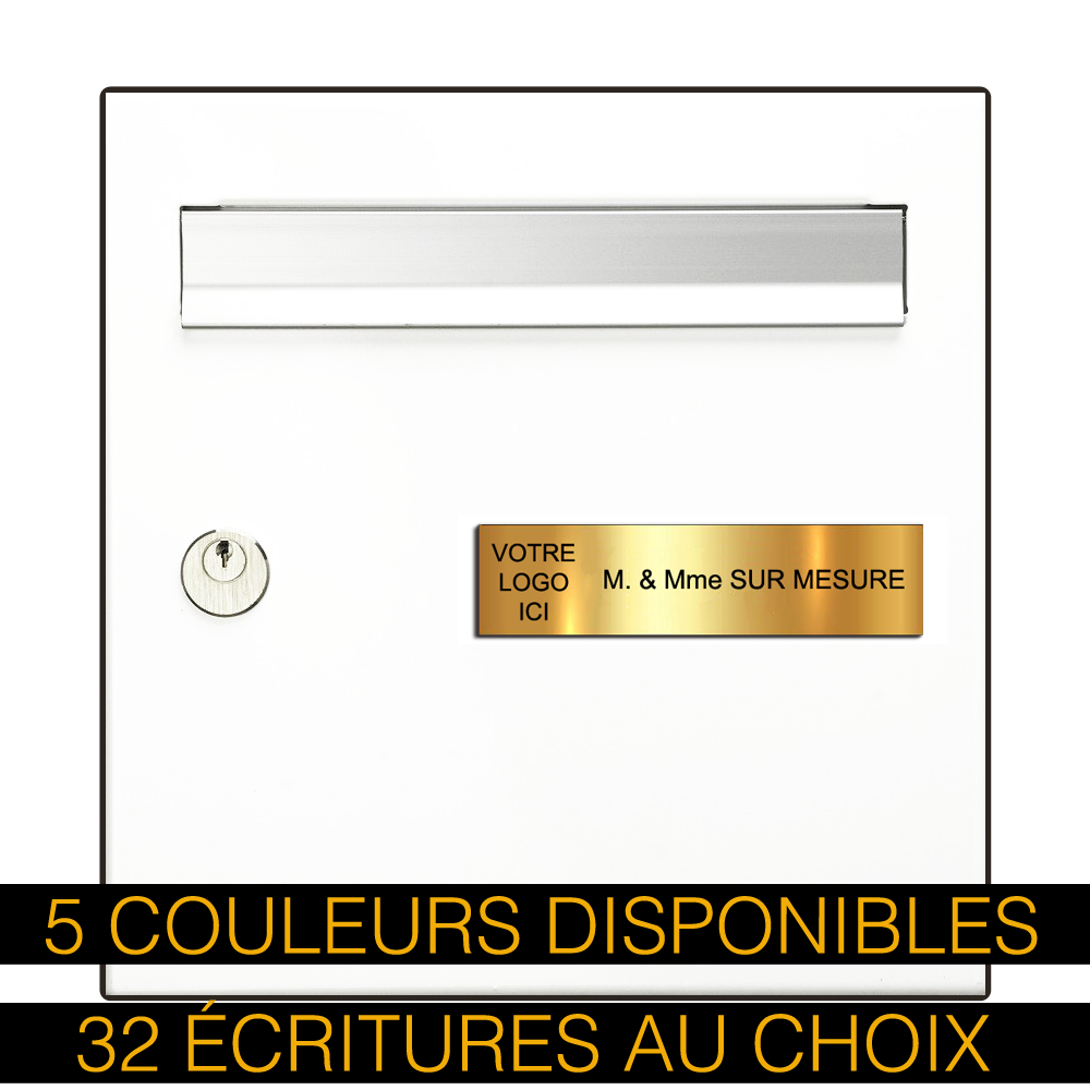 Plaque Adhésive Gravée Sur Mesure Avec Logo & Texte Noir 100x25mm