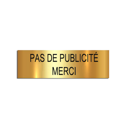 NO ADVERTISING Sign for Mailbox 60x25mm Gold Effect 