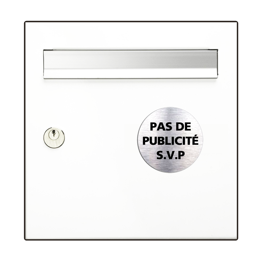 Pas de Publicité dans ma Boîte aux Lettres - Plaque Adhésive 60mm - PlaquesAgraver.fr