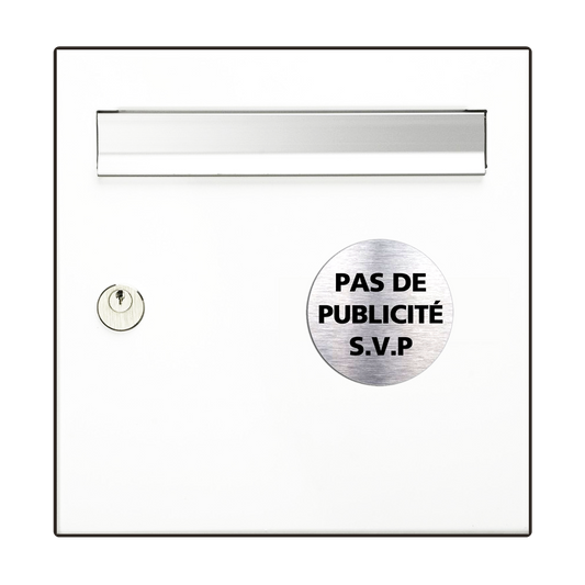 Pas de Publicité dans ma Boîte aux Lettres - Plaque Adhésive 60mm - PlaquesAgraver.fr