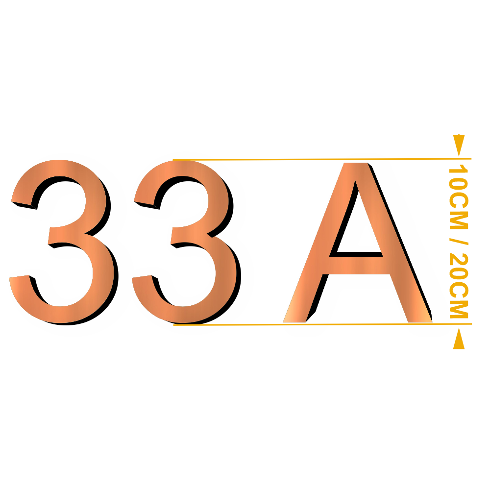 Chiffre & Lettre ARIAL 3,2mm adhésif CUIVRE 10cm ou 20cm