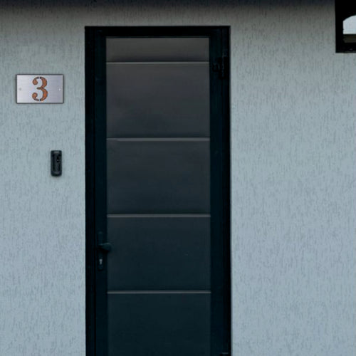 Premium Personalized Street Sign and House Number S1 Mini Brushed Steel Copper Background 