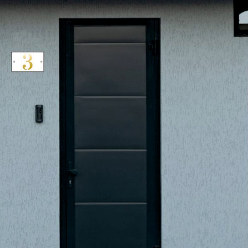 Personalized Street Sign and House Number Premium S1 Mini White Gold Background 