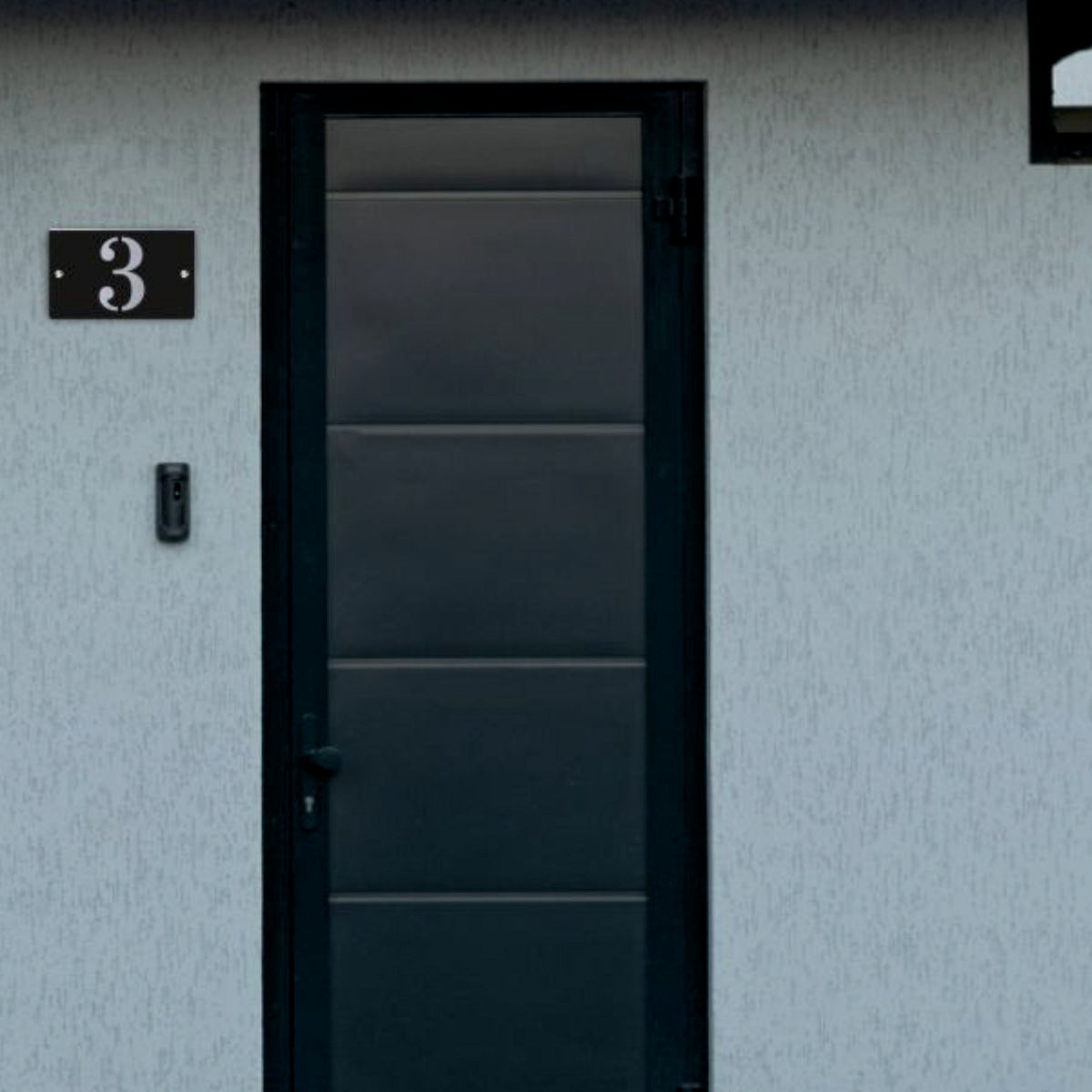 Plaque de Rue et Numéro de Maison Personnalisé Premium S1 Mini Noir Fond Acier
