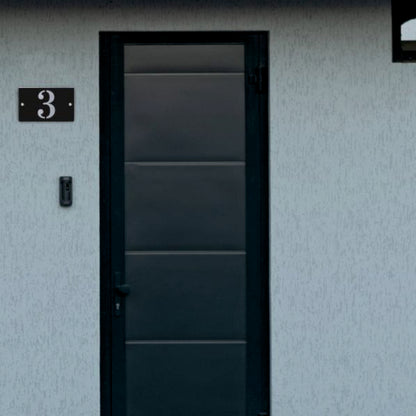 Plaque de Rue et Numéro de Maison Personnalisé Premium S1 Mini Noir Fond Acier