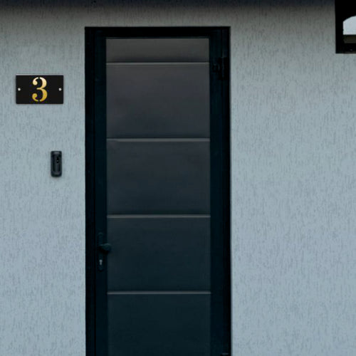 Plaque de Rue Premium S1 Mini – Numéro de Maison Découpé Noir sur Or