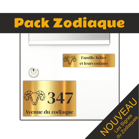 Plaque Boite aux Lettres et Numéro de Rue Signes du Zodiaque