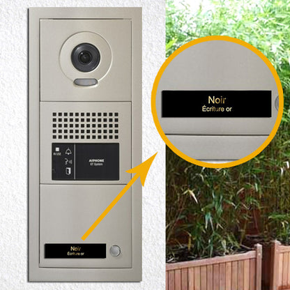 Doorplate Apartment Doorbell Intercom Glossy Black Gold Engraving