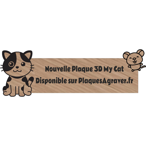 Gravure Plaque Boite aux Lettres Originale Mon Chat 3D Écriture Noire - PlaquesAgraver.fr