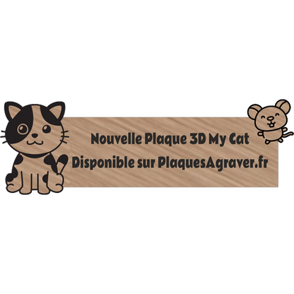 Gravure Plaque Boite aux Lettres Originale Mon Chat 3D Écriture Noire - PlaquesAgraver.fr