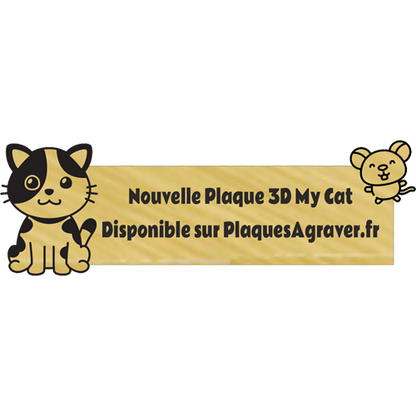 Gravure Plaque Boite aux Lettres Originale Mon Chat 3D Écriture Noire - PlaquesAgraver.fr
