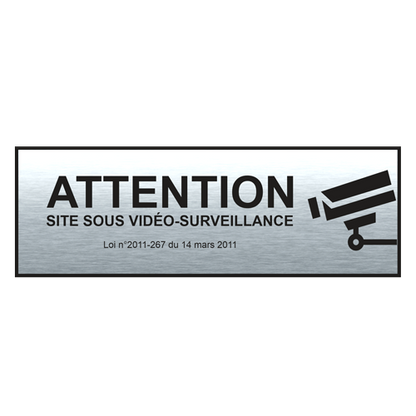 Plaque Vidéo Surveillance Adhésive Acier 200x66mm