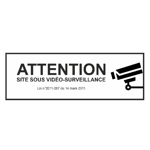 Adhesive Video Surveillance Plate White Black 150x50mm 